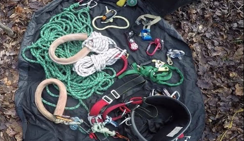 Different types of tree climbing gear you will need.